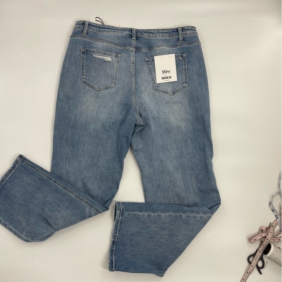 NWT Mica Los Angeles Straight Leg High Rise Denim Jeans Plus Size Stretch 16W - Picture 11 of 14
